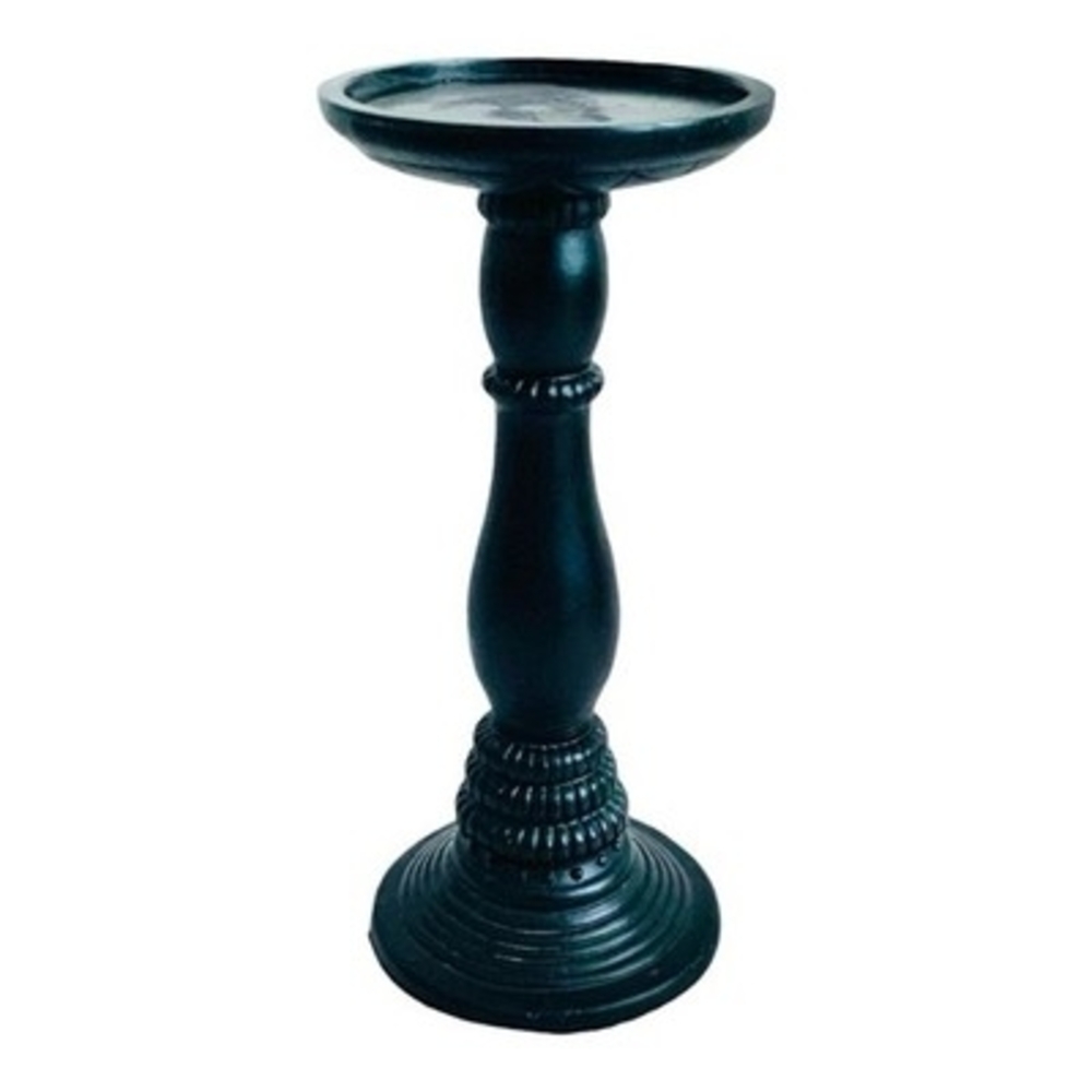 10" Black Ceramic Pillar Pedestal Candle Holder Elegant Home Decor